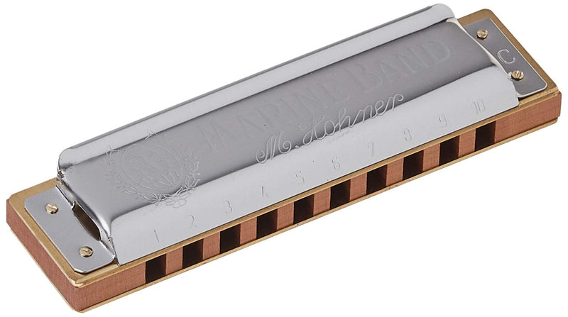 [AUSTRALIA] - Hohner 1896BX Marine Band Tuned to Key of C Harmonica with 0.9mm Brass Reedplates, Single Laquered Pearwood Comb, and Arched Stainless Steel Covers 