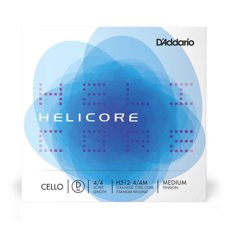 D'Addario Helicore Cello Single D String, 4/4 Scale, Medium Tension