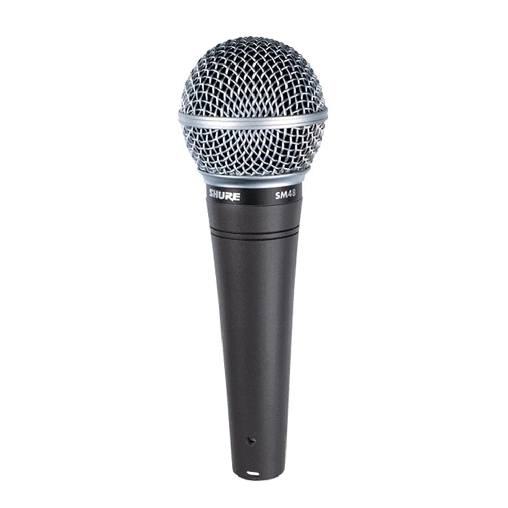 Shure SM48 Cardioid Dynamic Vocal Microphone with Shock-Mounted Cartridge, Steel Mesh Grille and Integral Pop Filter, A25D Mic Clip, Storage Bag, 3-pin XLR Connector, No Cable Included (SM48-LC) Standard