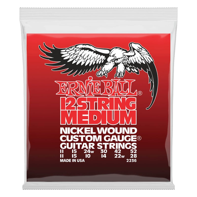 Ernie Ball 12-String Medium Nickel Wound Electric Guitar Strings, 11-52 Gauge (P02236) 12-String Medium (11-52)