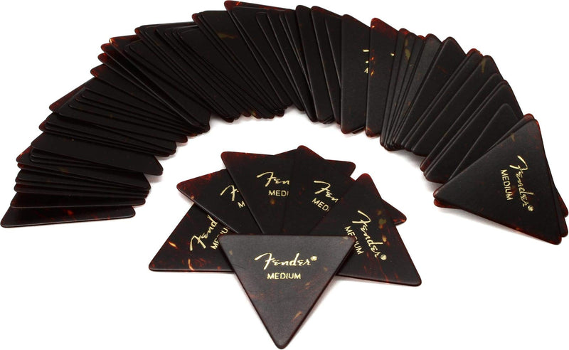 [AUSTRALIA] - Fender 355 Sharp Triangle Shell Guitar Picks - 72-Pack - Medium for electric guitar, acoustic guitar, mandolin, and bass 