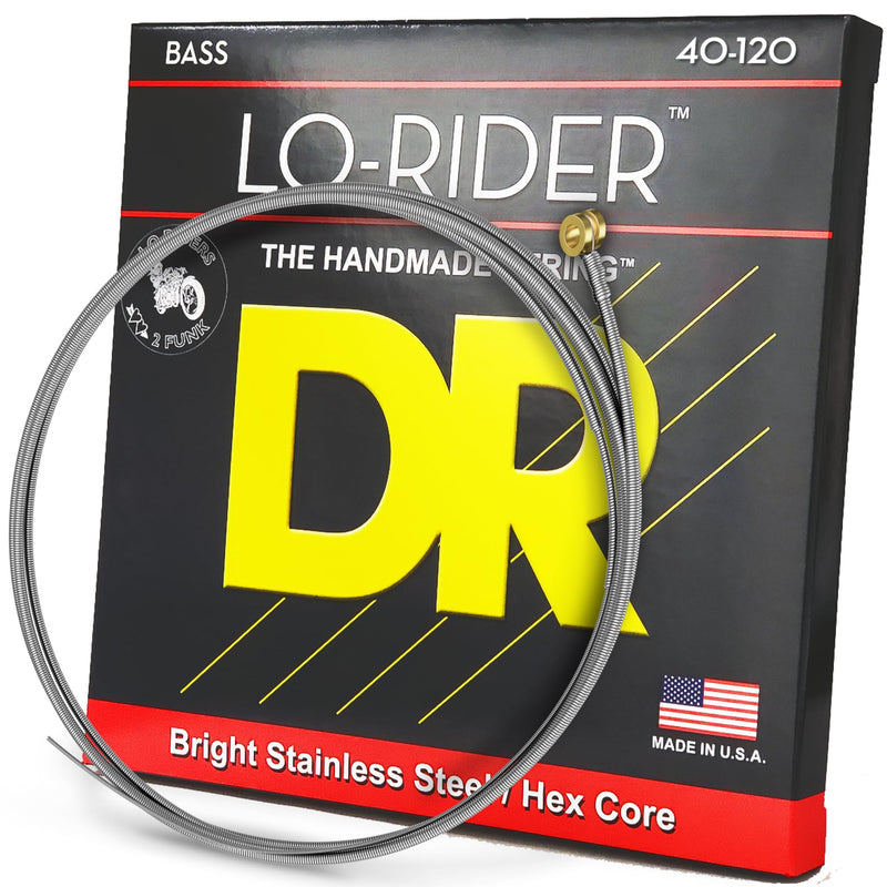 DR Strings Lo-Rider - Stainless Steel Hex Core 5 String Bass 40-120 LO-RIDER™: 5-String Light 40-120