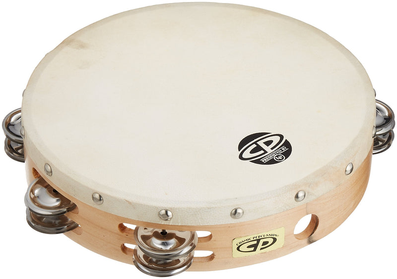 [AUSTRALIA] - CP380 10" Wood Tambourine, Headed, Double Row Jingles 