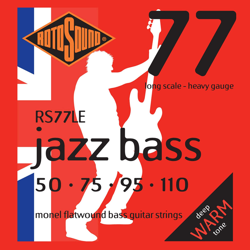 Rotosound RS77LE Monel Flatwound Bass Guitar Strings (50 75 95 110) Set 4-string Flatwound Heavy 50-110