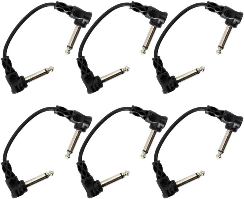 Hosa CFS-606 Molded Right-angle to Same Guitar Patch Cable, 6 Inches, 6 pieces 6 inch (6 pack)