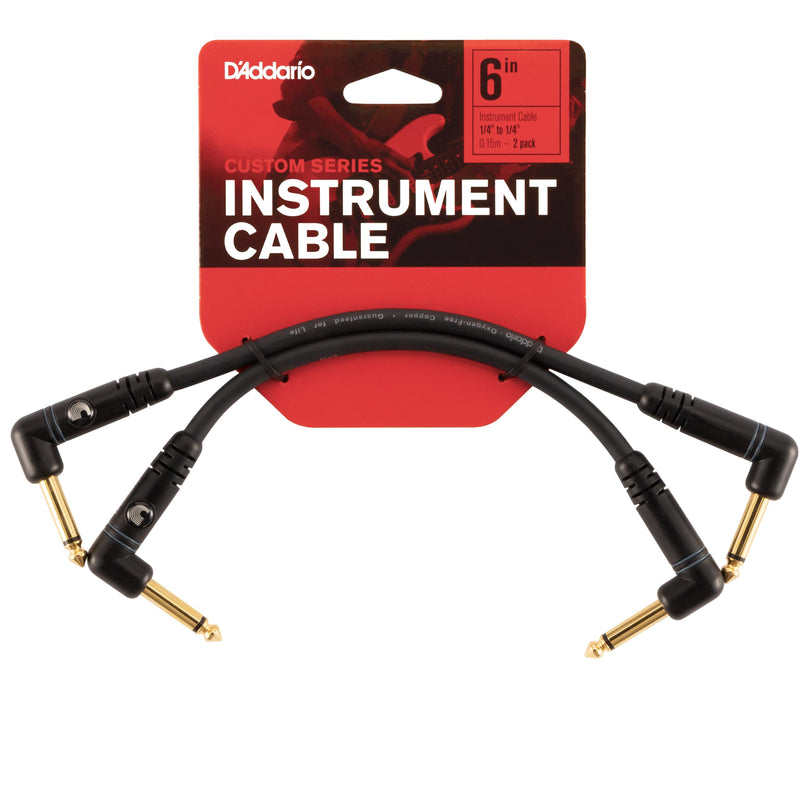 D’Addario Cable, 1/4", Black, 0.5 Feet (2-Pack) (PW-PRA-205) 0.5 Feet (2-Pack) Right Angle