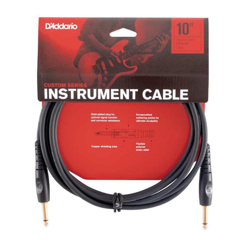 D'Addario Accessories 0 String Acoustic Bass Guitar, Ambidextrous, Black, 10 Feet (PW-G-10)