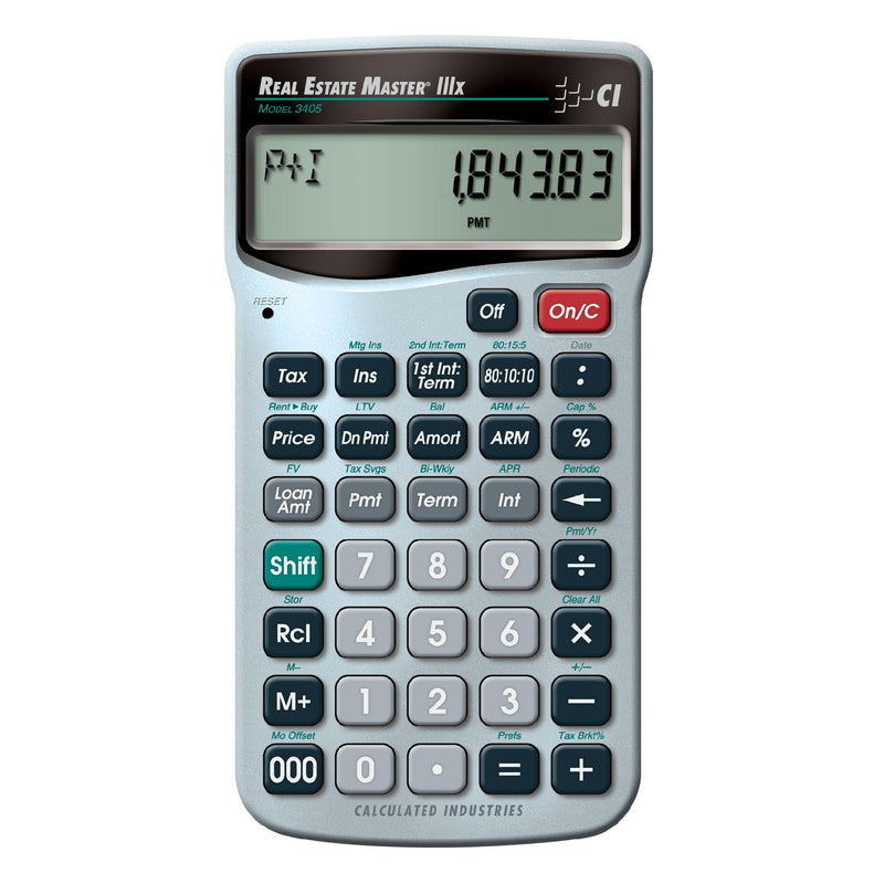 Calculated Industries 3405 Real Estate Master IIIx Residential Real Estate Finance Calculator | Clearly-Labeled Function Keys | Simplest Operation | Solves Payments, Amortizations, ARMs, Combos, More | Residential RE Finance, Clearly Labeled Function K...
