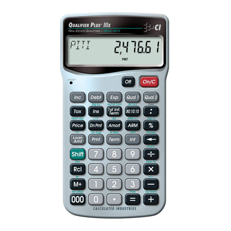 Calculated Industries 3415 Qualifier Plus IIIx Advanced Real Estate Mortgage Finance Calculator | Simple Operation | Buyer Pre-Qualifying | Solves Payments, Amortization, ARMs, Combos, FHA, VA, More | Advanced Mortgage Finance, Simple Operation, Buyer ...