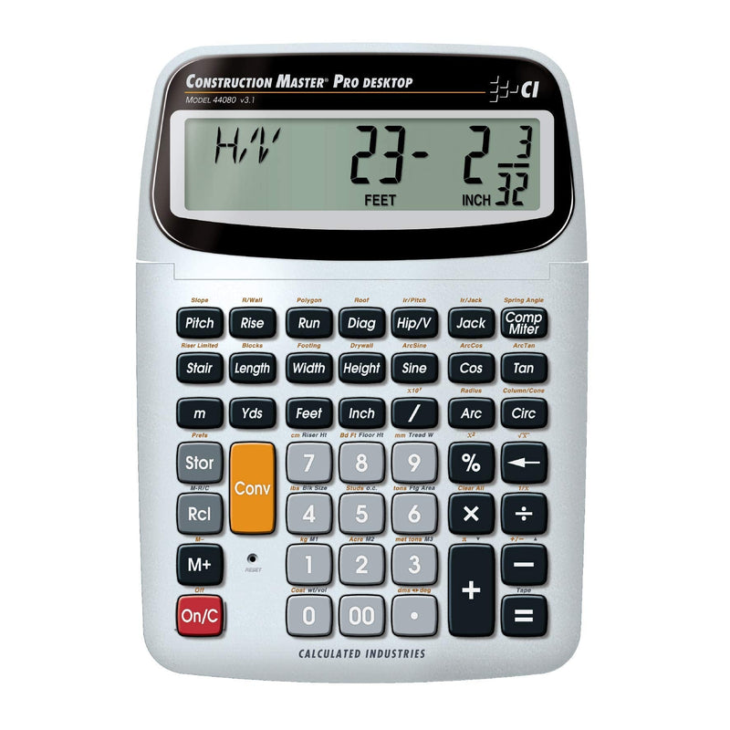 Calculated Industries 44080 Construction Master Pro-Desktop Advanced Construction Math Feet-Inch-Fraction Calculator with Trig Tool for Architects, Estimators, Contractors, Builders and Remodelers | Advanced Construction Math, Feet-Inch-Fraction, Trig ...