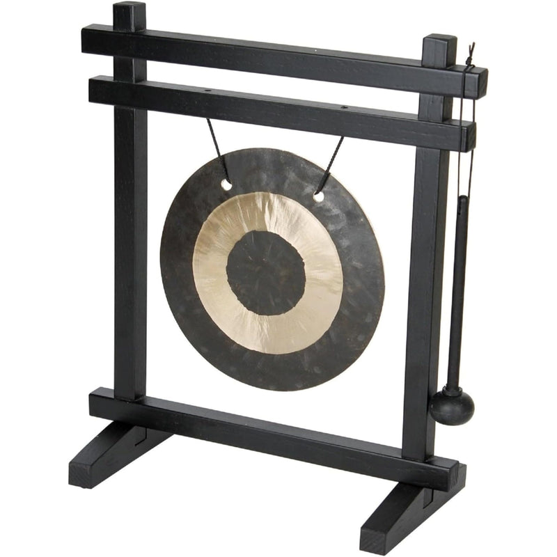 [AUSTRALIA] - Woodstock Wind Chimes Desk Gong, Brass Hand-Hammered Bronze, Medium 12 - Inch Tall, for Meditation, Yoga, Classrooms, Offices, Great for Awareness, Relaxation Black/Bronze 
