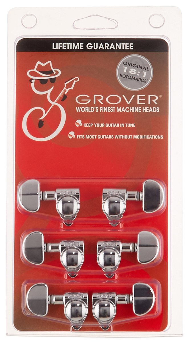 Grover SPERZEL LOCKING 3 ON A SIDE KIGH POLISHED NICKLE PLATED WITH MOUNTING PARTS Machine Heads (102-18C)