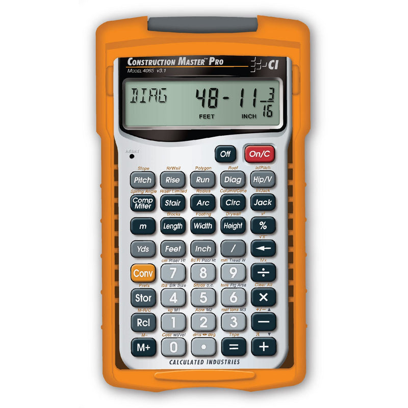 Calculated Industries 4065 Construction Master Pro Advanced Construction Math Feet-inch-Fraction Calculator for Contractors, Estimators, Builders, Framers, Remodelers, Renovators and Carpenters Handheld
