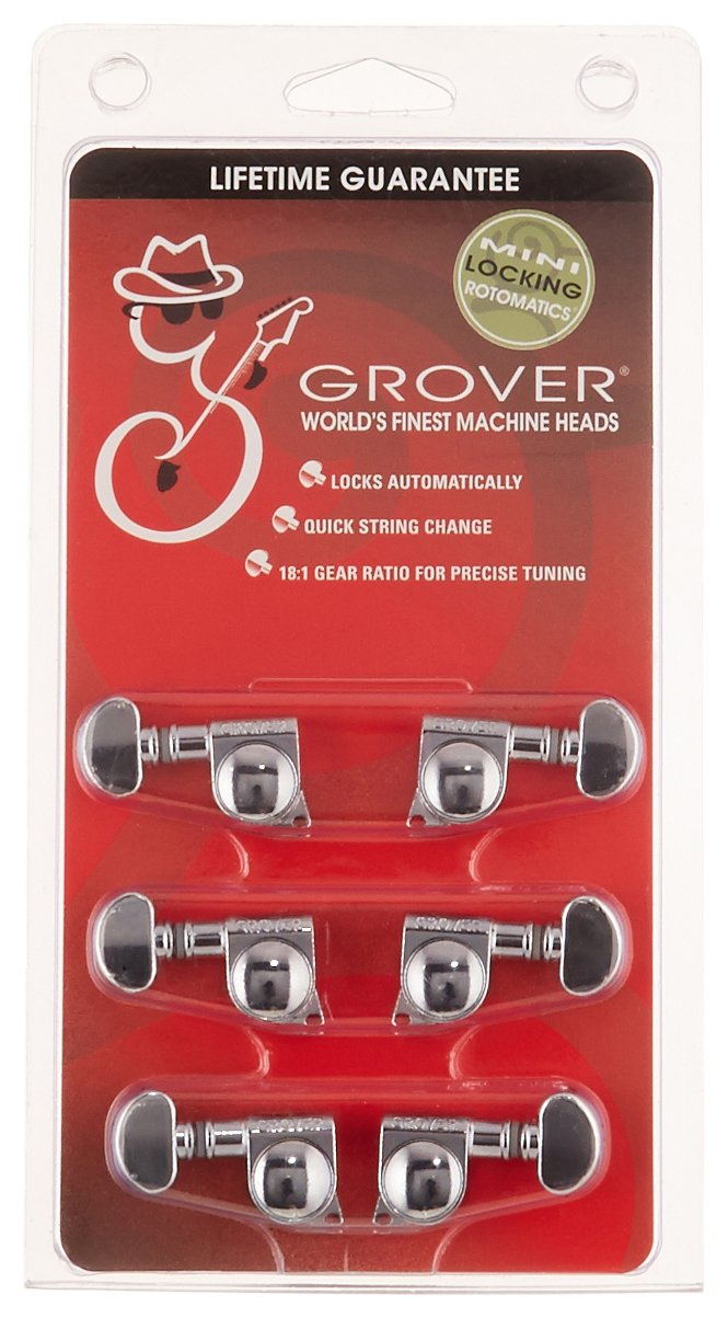 Grover 406C Rotomatic Mini 3 per Side Self Locking Machine Heads, Chrome Grover