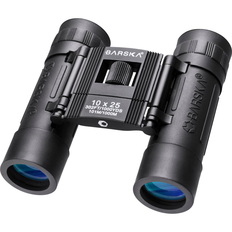 Barska Lucid View 10x25 Compact Binoculars – Lightweight Folding Design with Fully Coated Optics & Rubber Armor – Ideal for Travel, Hiking, Hunting & Sports Black