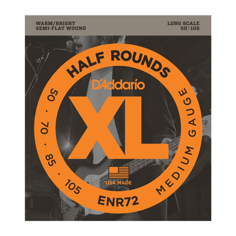 [AUSTRALIA] - D'Addario XL Half Rounds Bass Guitar Strings - ENR72 - Long Scale - Medium, 50-105 