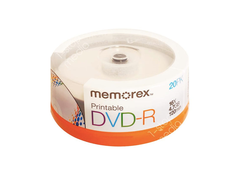 Memorex DVD-R 16x 4.7GB 20 Pack Spindle Printable