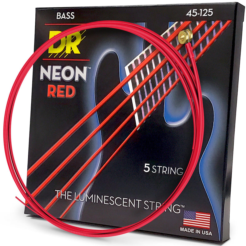 DR Strings Red Devils - Extra-Life Red Coated 5 String Bass 45-125