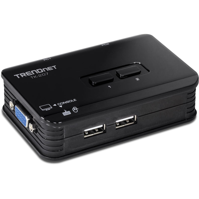 TRENDnet 2-Port USB KVM Switch, TK-207K | Control Two Computers with One Set of Console Controls,2048 x 1536 Resolution,60Hz Refresh Rate,All Required Cabling Included 2 Port USB w/ Cables