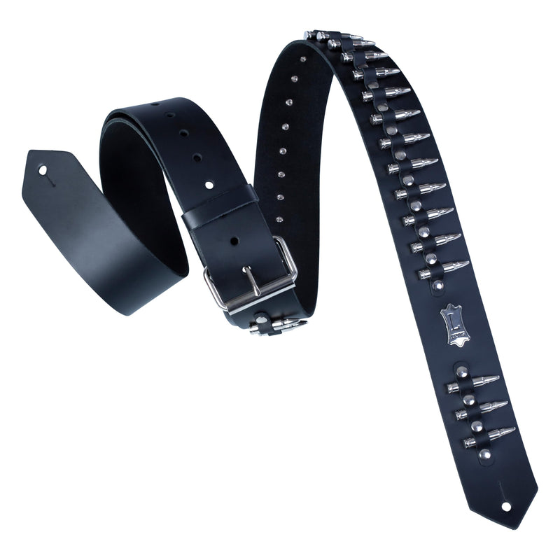 Levy's Leathers 2" Carving Leather Guitar Strap with Bullets,Black 6.3 inches x 7.8 inches x 3.25 inches Black