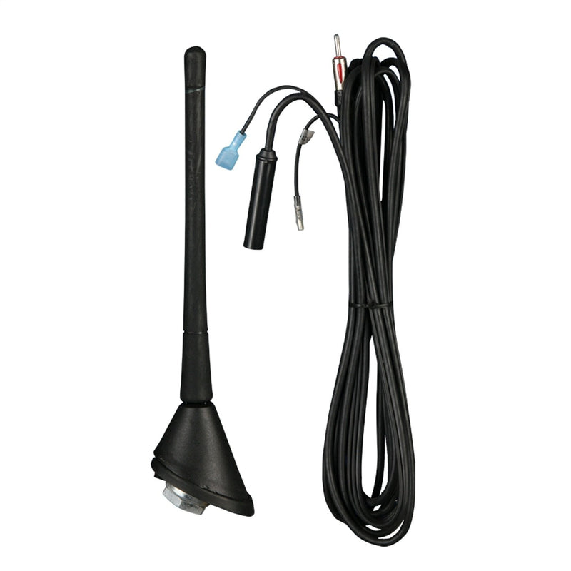 Metra 44-UA46 Amplified Electronic Roof Mount Antenna | Boosts weak station reception, universal fit replacement mast, chrome finish base, wired signal booster for clearer sound Standard Packaging
