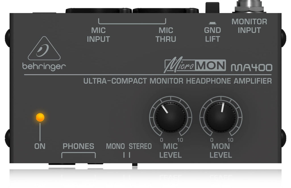 Behringer Micromon MA400 Ultra-Compact Monitor Headphone Amplifier, 15Hz-25 kHz Bandwidth, 2 kOhms Input Impedance