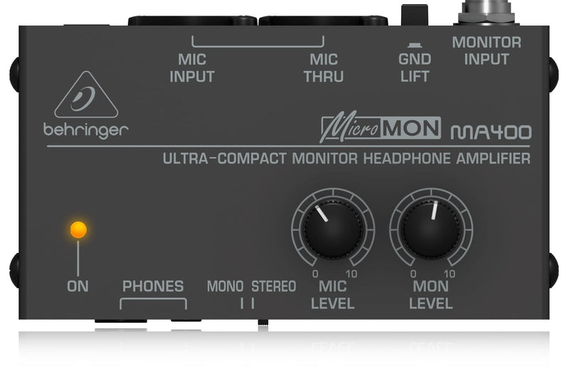 Behringer Micromon MA400 Ultra-Compact Monitor Headphone Amplifier, 15Hz-25 kHz Bandwidth, 2 kOhms Input Impedance