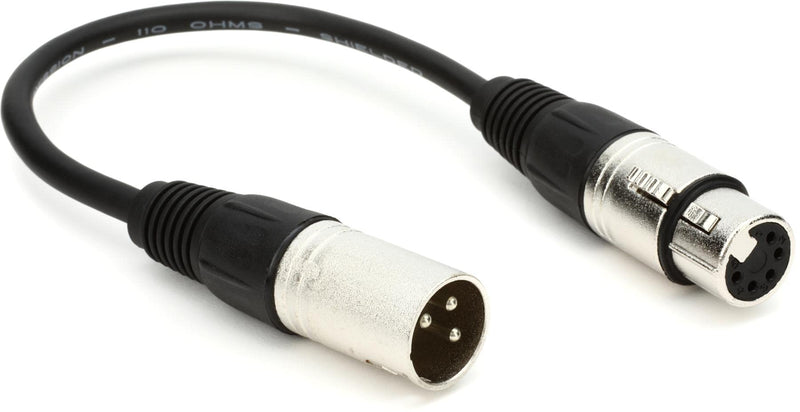 Hosa DMX-306 XLR3M to XLR5F DMX512 Adaptor, 6 Inches
