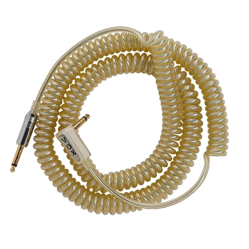[AUSTRALIA] - Vox VCC090SL Vintage Coiled Cable - 29.5ft, Straight to Right Angle, 1/4" TS Male, Silver 