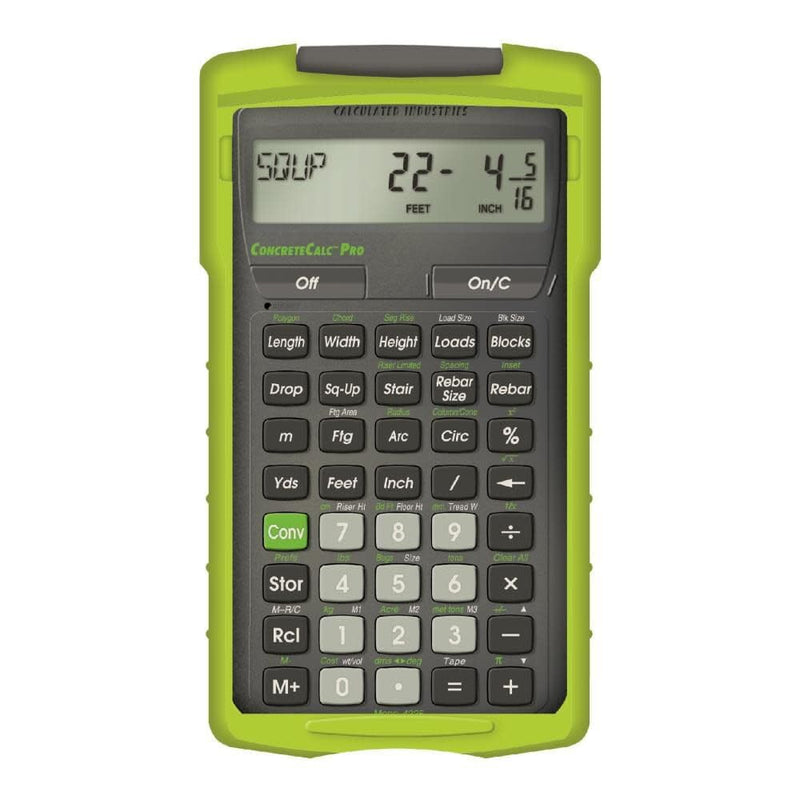 Calculated Industries 4225 ConcreteCalc Pro Advanced Feet-Inch-Fraction, Metric Construction-Math Calculator Tool for Concrete, Masonry, Paving Contractors and Estimators | Advanced Feet-Inch-Fraction, Metric, For Concrete, Masonry, Paving Contractors ...