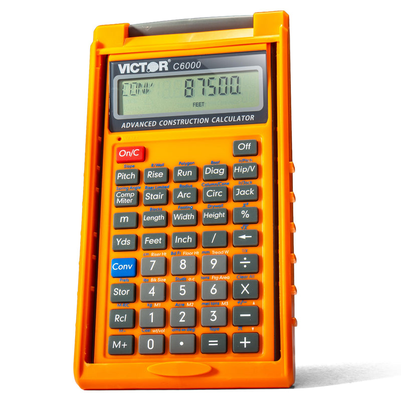 Victor C6000 Advanced Construction Calculator with Protective Case Displays in Fractional or Dimensional Forms Perfect for Carpenters, Renovators,Builders, Contractors, Estimators