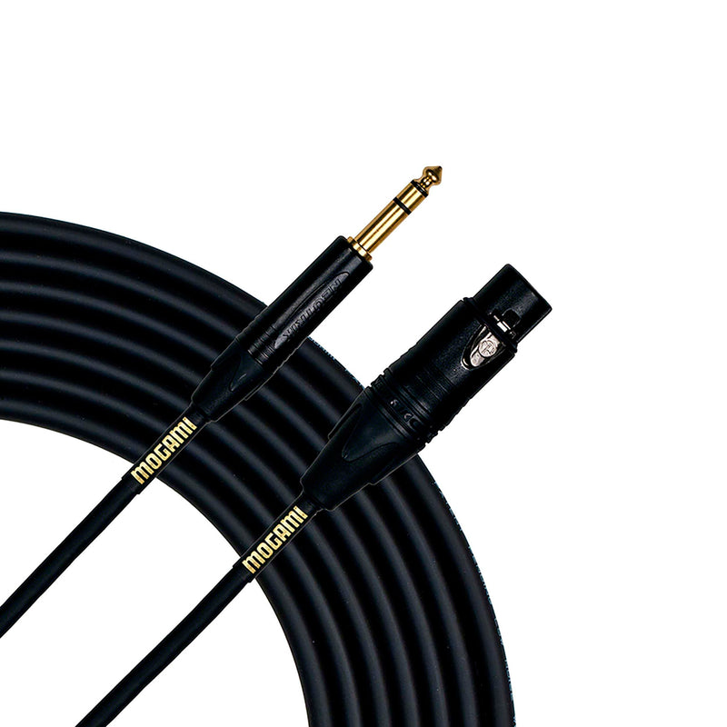 Mogami GOLD TRS-XLRF-10 Balanced Audio Adapter Cable, XLR-Female to 1/4" TRS Male Plug, Gold Contacts, Straight Connectors, 10 Foot