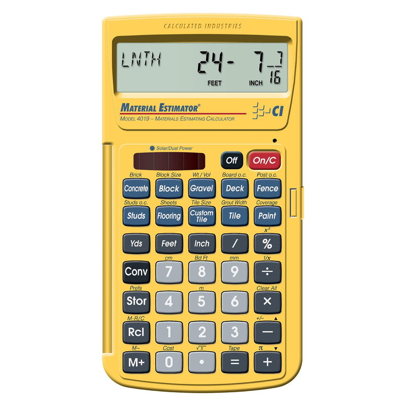 Calculated Industries 4019 Material Estimator Calculator | Finds Project Building Material Costs for DIY’s, Contractors, Tradesmen, Handymen and Construction Estimating Professionals,Yellow | Building Materials Quantities and Costs for DIY’s, Contracto...