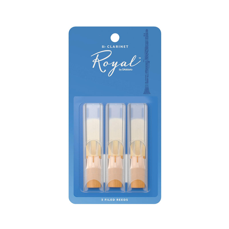 D’Addario Woodwinds - Royal Bb Clarinet Reeds - B Flat Clarinet Reeds - Reeds for Clarinet - Clarinet Bb Reeds - Strong Spine - Filed Cut - Strength 3.0, 3-Pack