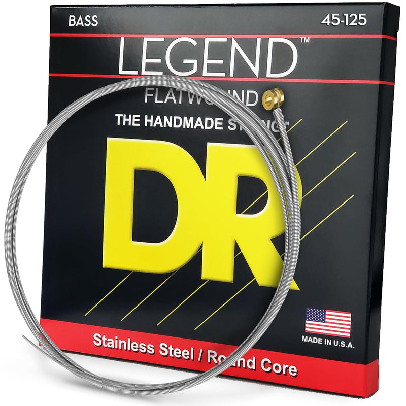 DR Strings LEGEND - Polished Flatwound Stainless Steel Bass Strings: 5-String Medium 45-125 String Bass