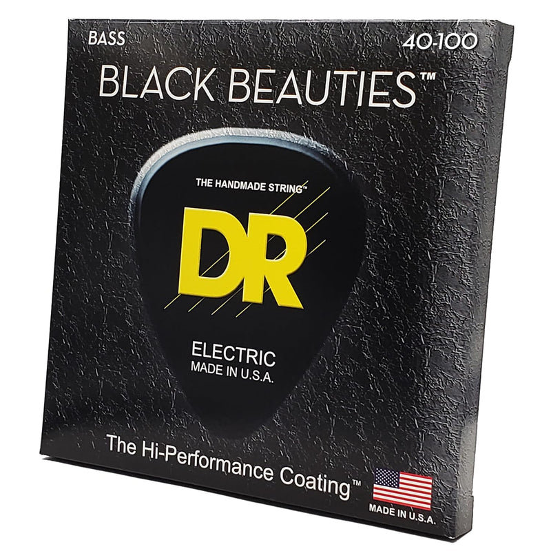 DR Strings - Black Beauties - Bass Guitar Strings 4-String Set - Light 40-100 - Black Bass Guitar Sting (BKB-40) 4-String(40-100) Bass Strings