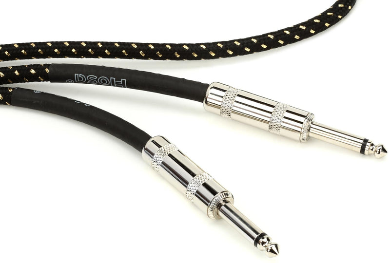 Hosa 3GT-18C4 Cloth Guitar Cable - Straight to Straight - 18 foot Black/Gold Black,Gold