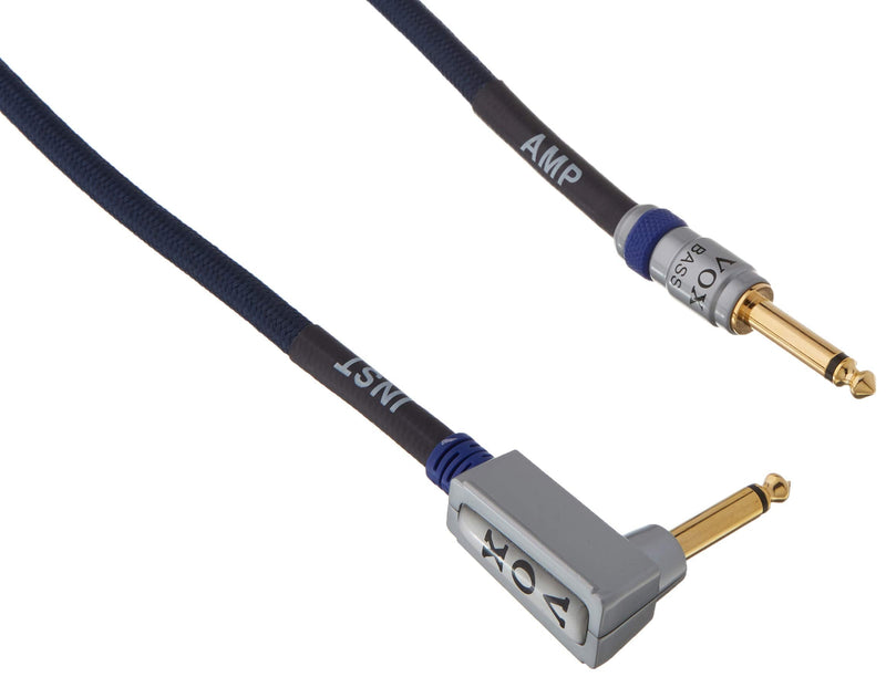 Vox VBC13 Class A Bass Guitar Cable - 13ft, 1/4" Straight/Angled TS, Blue 13' Bass Cable