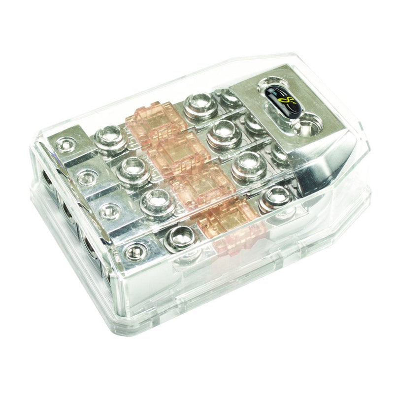 Stinger SHD821 HPM Series MANL/MIDI Fused Power Distribution Block with Satin Chrome Finish Standard Packaging