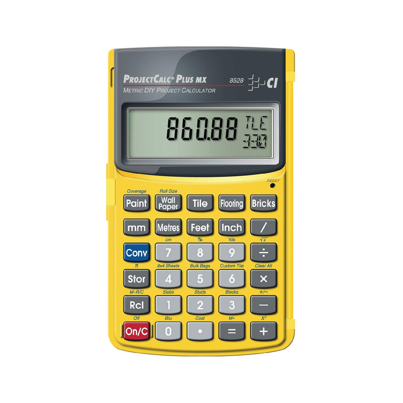 Calculated Industries 8528 ProjectCalc Plus MX Metric DIY Calculator | Built-in UK DIY project material solutions, metric and imperial, yellow