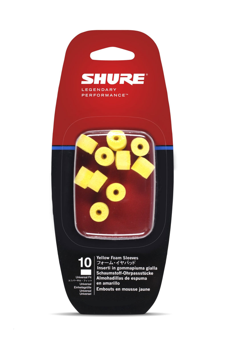 Shure EAYLF1-10 Yellow Foam Sleeves (10 Included/5 Pair), Replacements for E1, E3, E4, E5, SCL3, SCL4, SCL5, SE110, SE210, SE310, SE420, SE530, SE112, SE115, SE215, SE315, SE425, SE535 (EAYLF1-10)