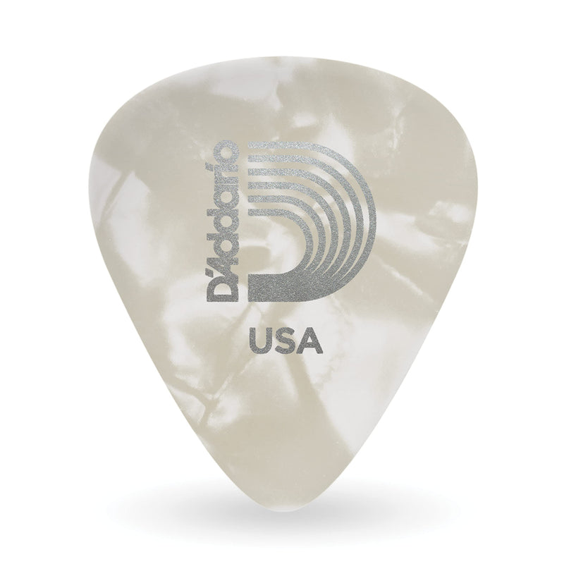 D'Addario Accessories White Pearl Celluloid Guitar Picks, 100 pack, Medium 100 Pack,Medium