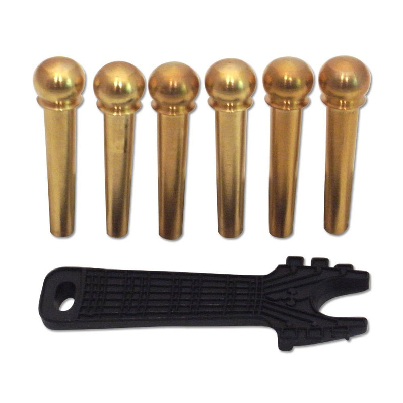 Pickboy Bridge Pin set, Brass, 6 pins with puller