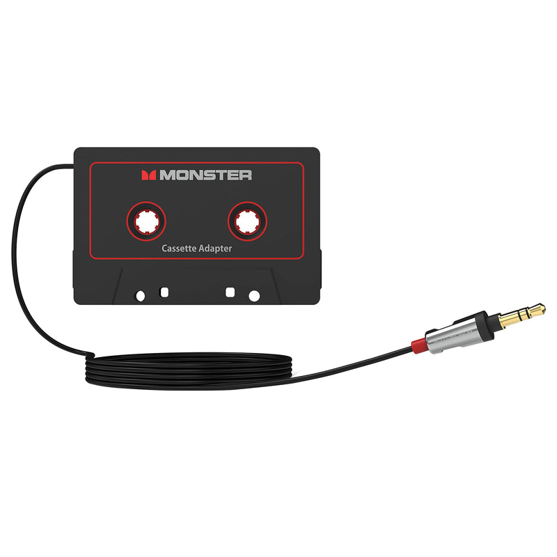 Monster Aux Cord Cassette Adapter 800 - iCarPlay for Car Tape Deck, Auxiliary To Dashboard, MP3 Player, iPod and iPhone - 3 ft Black Cable Standard Packaging