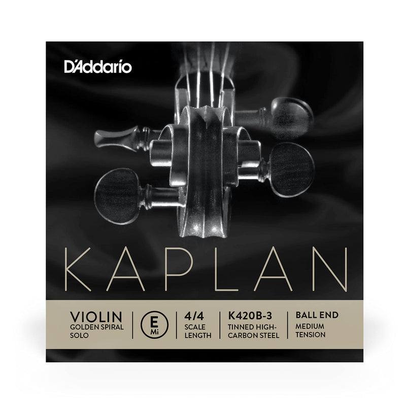 D'Addario Kaplan Golden Spiral Solo Violin String - Single E String - K420B-3 - Violin Strings - 4/4 Scale, Medium Tension, Ball End