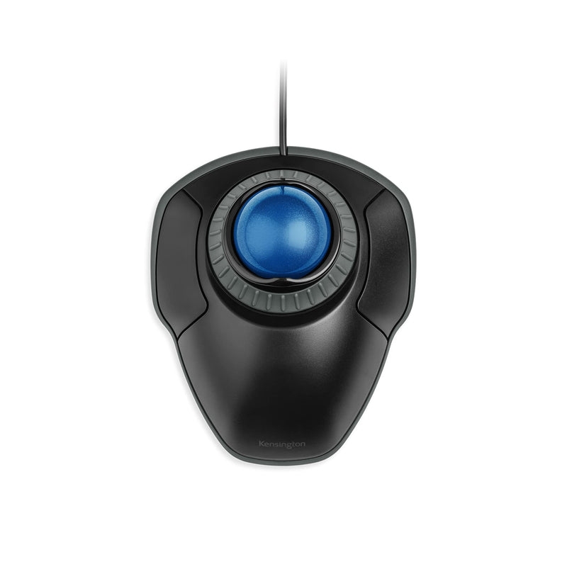 Kensington Orbit Trackball Mouse with Scroll Ring (K72337US), 4 1/2X5 1/2X2" Black-Blue wired usb