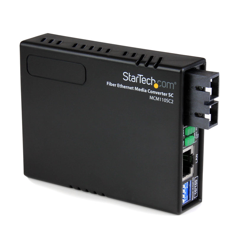 StarTech Multi-Mode (MM) SC Fiber Media Converter, 2km, TAA (MCM110SC2) | 10/100Mbps Networks, Standalone Ethernet to SC MM Fiber Media Converter, 1310nm, For No Chassis Mount 2km | 10/100 Mbps
