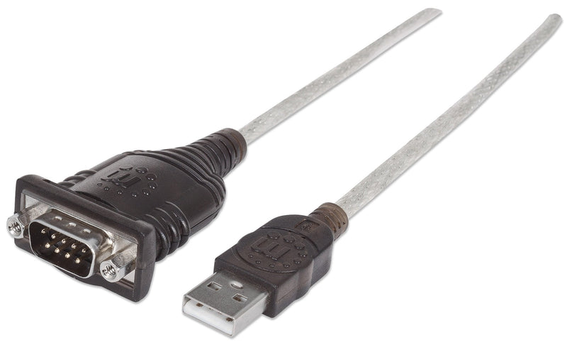 Manhattan USB to RS232 Serial Adapter Converter – Long 18 Inch Cable Cord, 24 AWG - Connects Serial Device to a USB Port, FTDI Chipset, Compatible with Window, Linux, Mac – 3 Year Mfg Warranty–205153 Prolific PL-2303RA 0.45 m