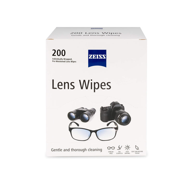 ZEISS Pre-Moistened Lens Cleaning Wipes, 200 Count White 200 Count (Pack of 1)