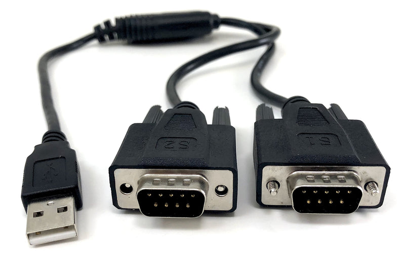 Micro Connectors, Inc. Plug and Play USB to Dual Serial DB9 Adapter Windows 10 / Win 8/ 7/ XP/ Vista / Mac (E07-162) 1 ft USB 2.0 (A-M to Dual Serial DB9-M) Black
